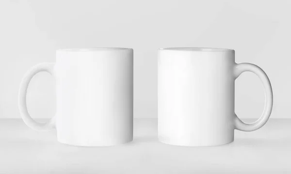 Tazas Cerámica Blanco Sobre Fondo Blanco Burla Para Diseño — Foto de Stock