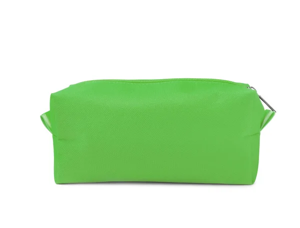 Elegante Borsa Cosmetica Verde Isolata Bianco — Foto Stock