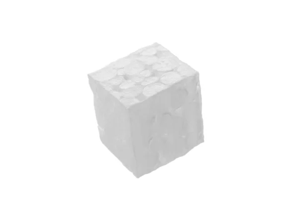 Pequeño Cubo Espuma Poliestireno Aislado Blanco — Foto de Stock