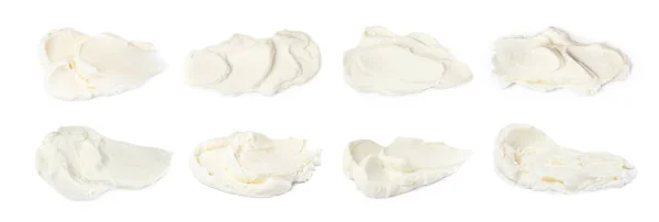 Смачний Свіжий Вершковий Сир Білому Тлі Дизайн Прапора — стокове фото