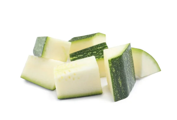 Wyciąć Zieloną Dojrzałą Cukinię Izolowaną Białym — Zdjęcie stockowe