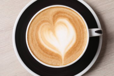 ahşap masa, üstten görünüm üzerinde aromatik kahve