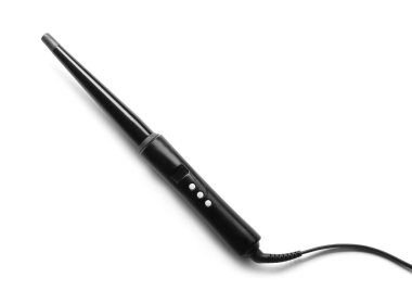 Modern klipsiz saç maşası beyaza izole edilmiş, üst manzara