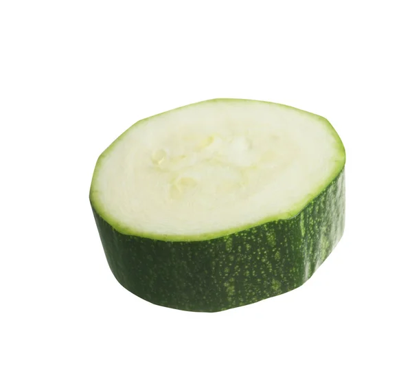 Stück Grüne Reife Zucchini Isoliert Auf Weiß — Stockfoto