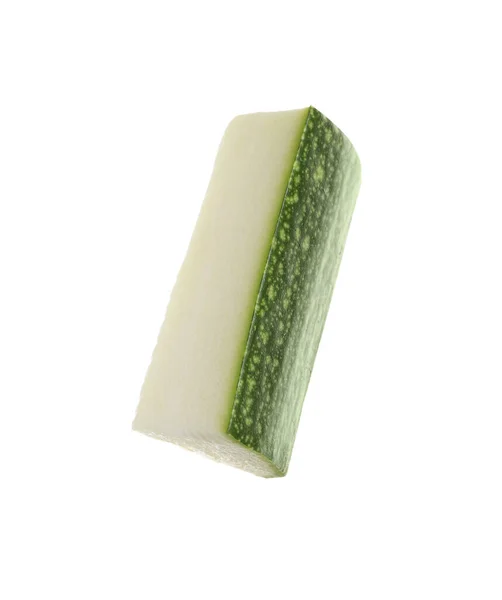Piece Green Ripe Zucchini Isolated White — Stock Photo, Image
