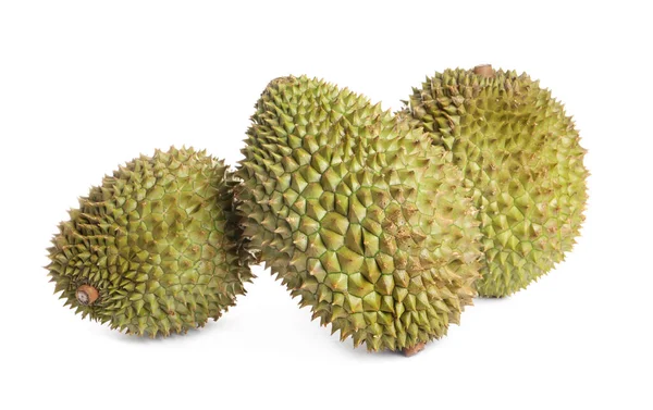 Całe Dojrzałe Owoce Duriana Białym Tle — Zdjęcie stockowe
