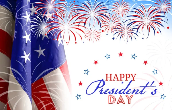 Happy President Day Bundesfeiertag Amerikanische Nationalflagge Und Feuerwerk Auf Weißem — Stockfoto