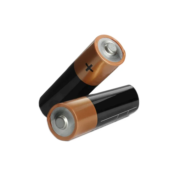 Nya Batterier Vit Bakgrund Torr Cell — Stockfoto