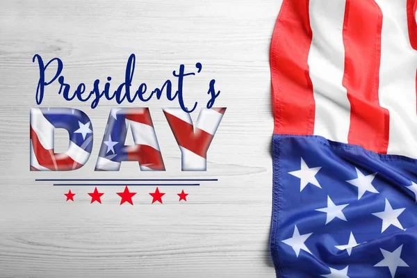 Happy President Day Bundesfeiertag Amerikanische Flagge Und Text Auf Weißem — Stockfoto