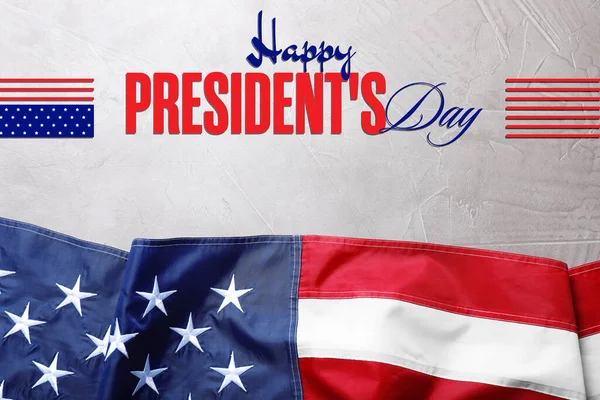 Happy President Day Bundesfeiertag Amerikanische Flagge Und Text Auf Steinhintergrund — Stockfoto