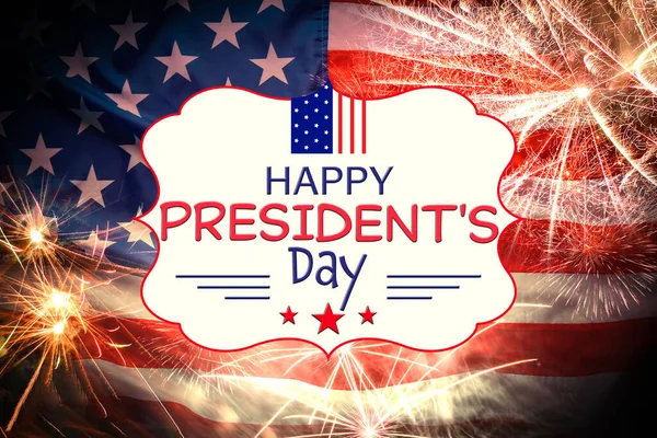 Happy President Day Bundesfeiertag Amerikanische Nationalflagge Und Feuerwerk — Stockfoto