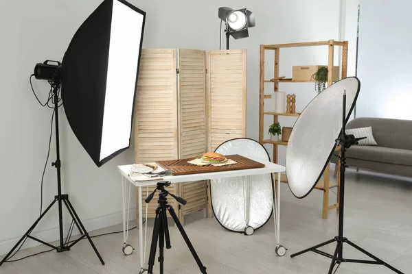 Sabroso Sándwich Mesa Estudio Fotografía Fotografía Alimentaria —  Fotos de Stock