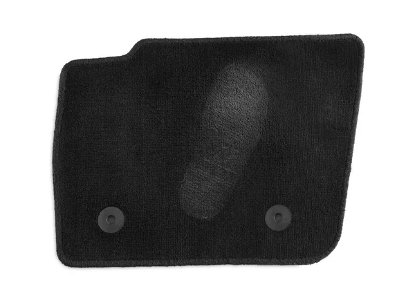 Ковер Черном Автомобиле Отпечатком Ноги Изолирован Белом Вид Сверху — стоковое фото