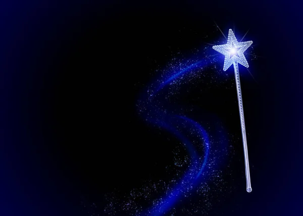 Beautiful Magic Wand Fairy Sparkle Dark Background — Stock Photo, Image