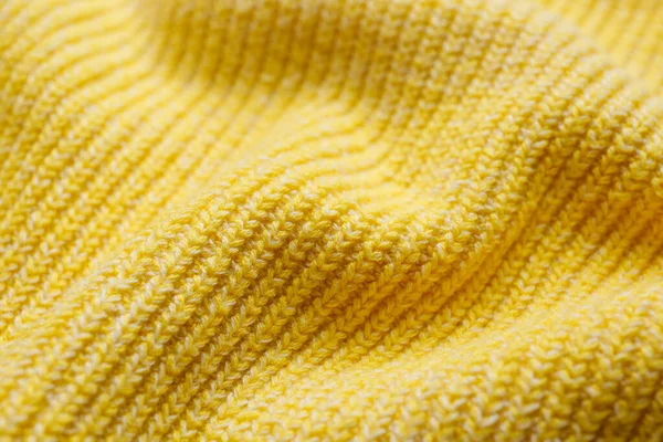 Κίτρινο Πλεκτό Ύφασμα Φόντο Προβολή Closeup — Φωτογραφία Αρχείου