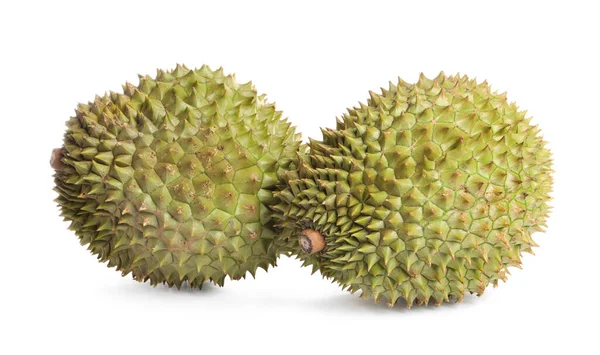 Całe Dojrzałe Owoce Duriana Białym Tle — Zdjęcie stockowe