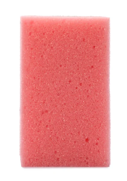 Ροζ Σφουγγάρι Πλύσης Απομονωμένο Λευκό Είδη Καθαρισμού — Φωτογραφία Αρχείου