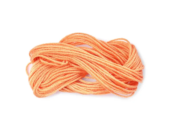 Filo Ricamo Arancione Pallido Sfondo Bianco — Foto Stock