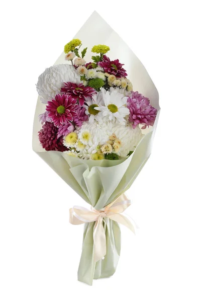 Bouquet Bellissimi Fiori Crisantemo Isolati Bianco — Foto Stock