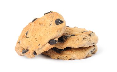 beyaz zemin üzerine lezzetli Çikolata parçalı kurabiye