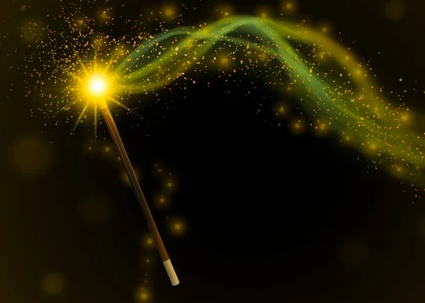 暗い背景に妖精の輝きを持つ美しい魔法の杖 — ストック写真