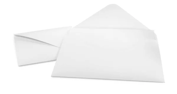 Twee Eenvoudige Papieren Enveloppen Witte Achtergrond — Stockfoto