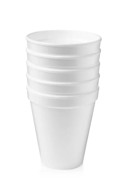 Stack Styrofoam Cups White Background — Stock Photo, Image