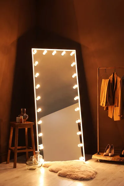 Stylish Mirror Light Bulbs Dressing Room Interior Design — Stock Photo, Image