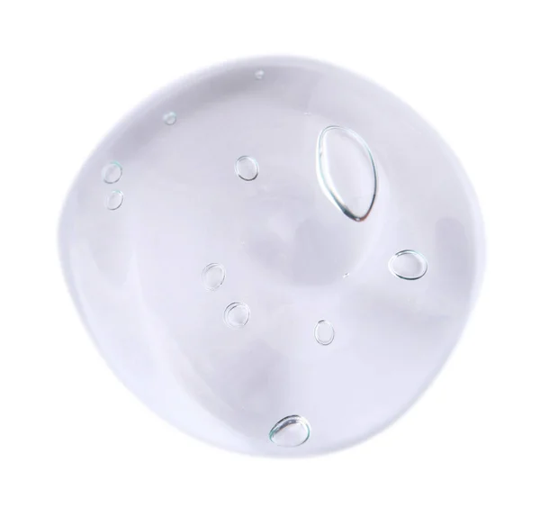 Amostra Gel Chuveiro Transparente Isolado Branco Vista Superior — Fotografia de Stock