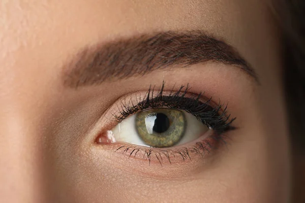 Vacker Kvinna Med Perfekta Ögonbryn Närbild Permanent Makeup — Stockfoto