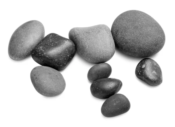 Skupina Různých Kamenů Bílém Pozadí Nad Pohledem — Stock fotografie