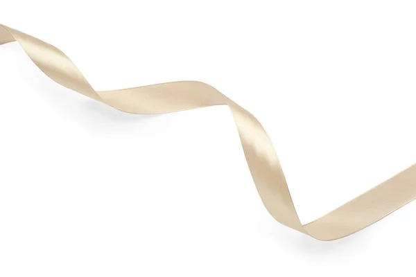 Beautiful Golden Ribbon Isolated White Top View — Stock Photo, Image