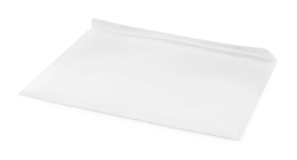 Jedna Prosta Papierowa Koperta Odizolowana Biało — Zdjęcie stockowe