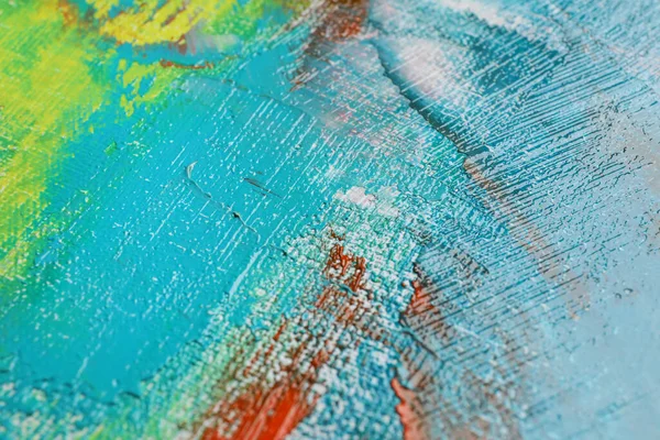Εγκεφαλικά Επεισόδια Πολύχρωμα Ακρυλικά Χρώματα Καμβά Closeup — Φωτογραφία Αρχείου