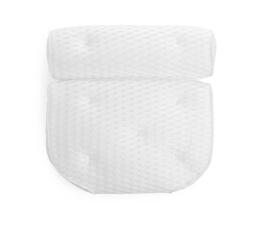 Yeni yumuşak banyo yastığı beyaz, üst manzara izole