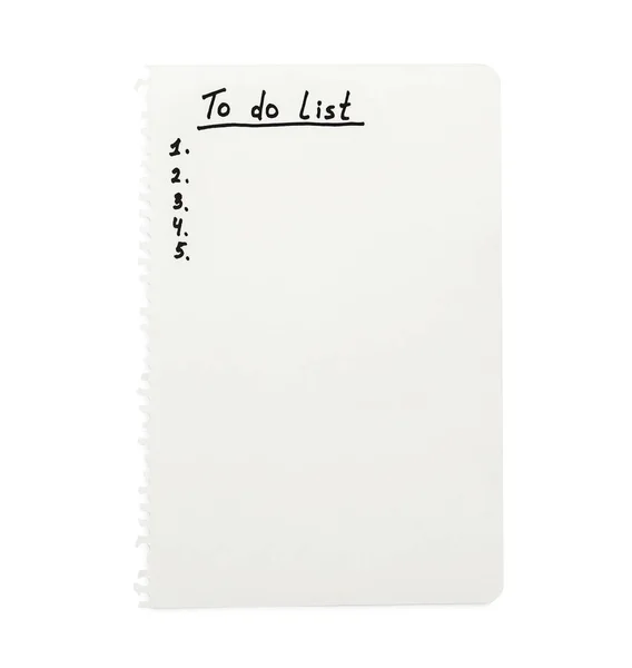Σημειωματάριο Συμπληρωμένο Αριθμημένο Κατάλογο Λευκό Φόντο — Φωτογραφία Αρχείου