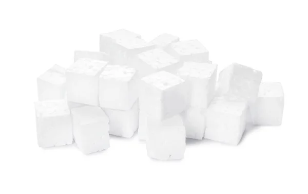 Mucchio Cubi Polistirolo Sfondo Bianco — Foto Stock