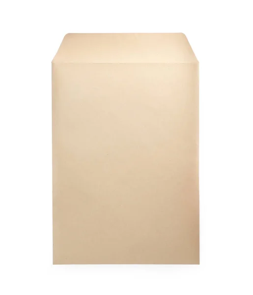 Une Enveloppe Papier Kraft Vierge Isolée Sur Blanc — Photo