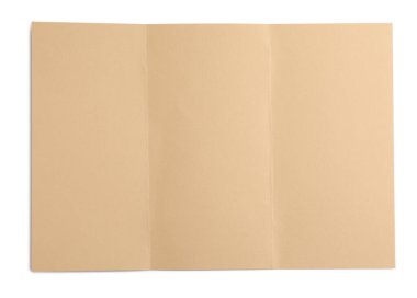 Beyaz zemin üzerinde kahverengi kağıt yaprak, üst görünüm