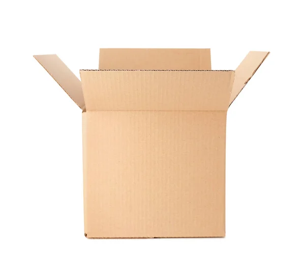 Bir Adet Açık Karton Kutu Beyaza Izole Edilmiş — Stok fotoğraf