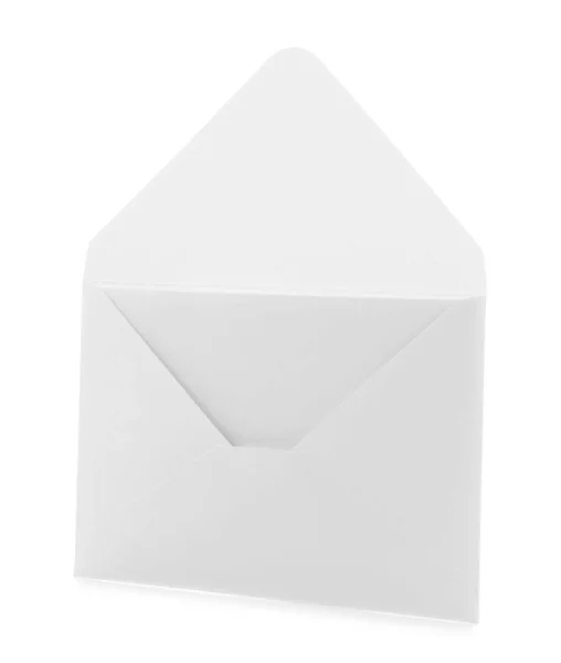 Eenvoudige Papieren Enveloppe Met Kaart Geïsoleerd Wit — Stockfoto