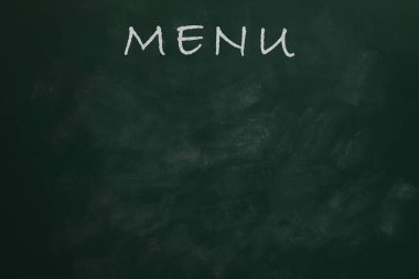 Arkaplanı Menü olan yeşil karatahta. Tasarım için model