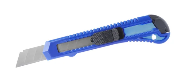 Mavi Alet Bıçağı Beyaza Izole Edilmiş Yapı Aracı — Stok fotoğraf