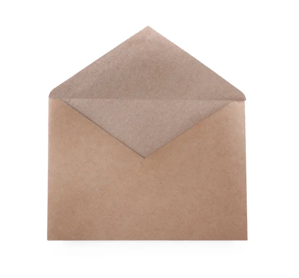 Einfacher Umschlag Aus Kraftpapier Isoliert Auf Weiß — Stockfoto