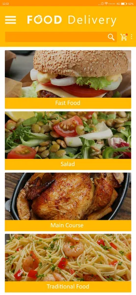 Food Delivery App Display Appetizing Menu — Stock Photo, Image