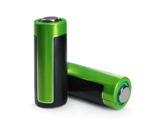 Nya Batterier Vit Bakgrund Torr Cell — Stockfoto