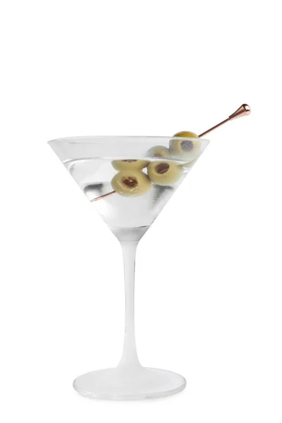 Martini Cocktail Mit Oliven Auf Weißem Hintergrund — Stockfoto