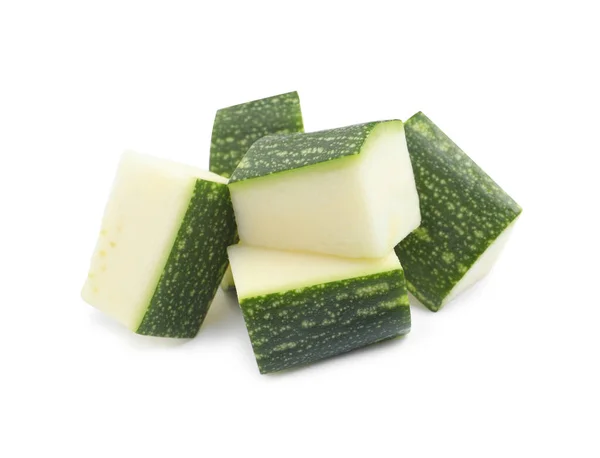 Wyciąć Zieloną Dojrzałą Cukinię Izolowaną Białym — Zdjęcie stockowe