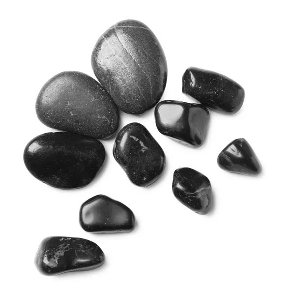 Skupina Různých Kamenů Bílém Pozadí Horní Pohled — Stock fotografie