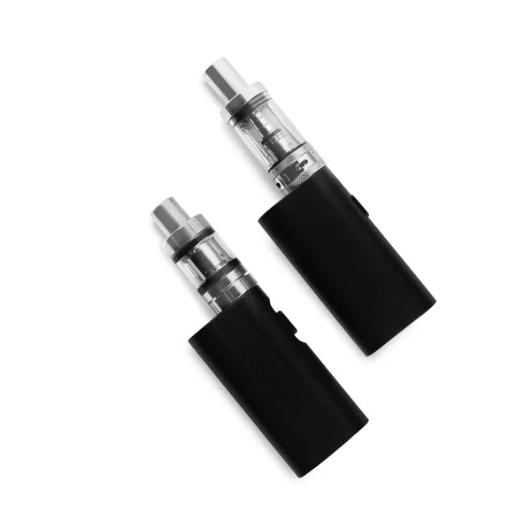 Electronic Cigarettes White Background Top View — Stock Photo, Image